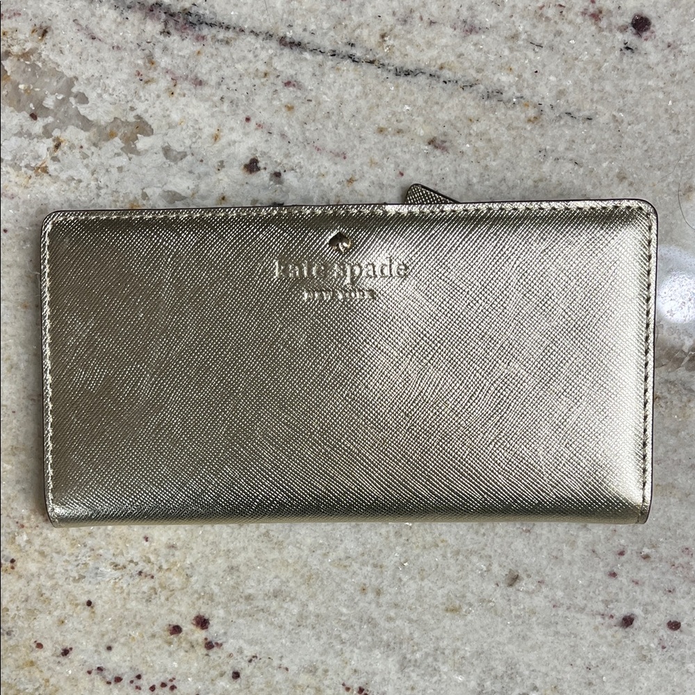 Kate Spade NY Bifold Snap Wallet – Women’s Wallet – 6.75” x 3.5” – Gold - Picture 2 of 15